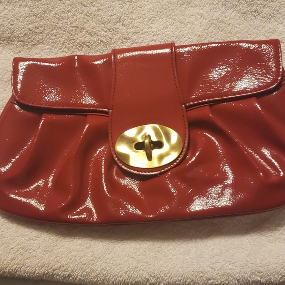 Express red feaux leather clutch - Picture 1 of 5